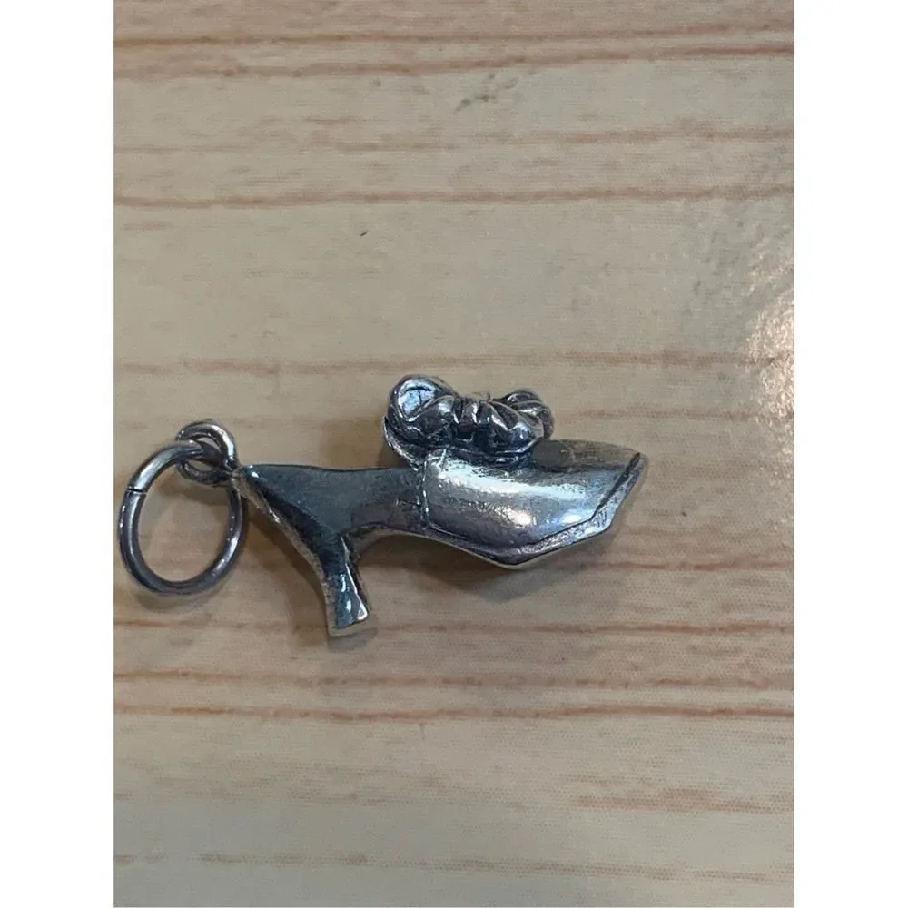 Vintage 925 Shoe High Heel with Bow Sterling Silver Jewelry Charm#shoe collector